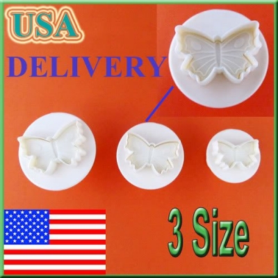 3 Pcs Butterfly Fondant Plunger Cutter Biscuit Cookies Cake Decorating Tool[010116]